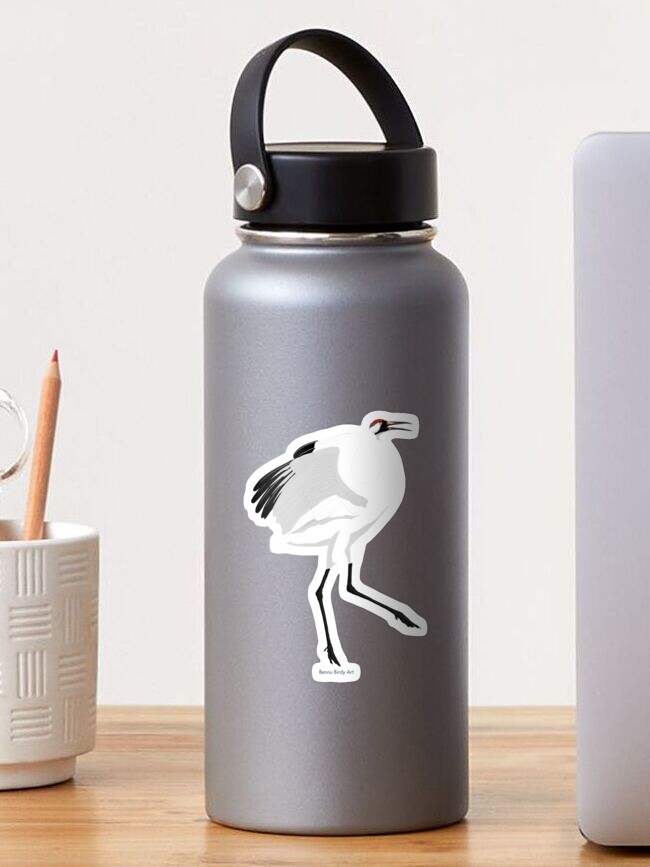 Thumbnail 1 of 3, Sticker, Whooping Crane (Support the International Crane Foundation) designed and sold by BennuBirdy.