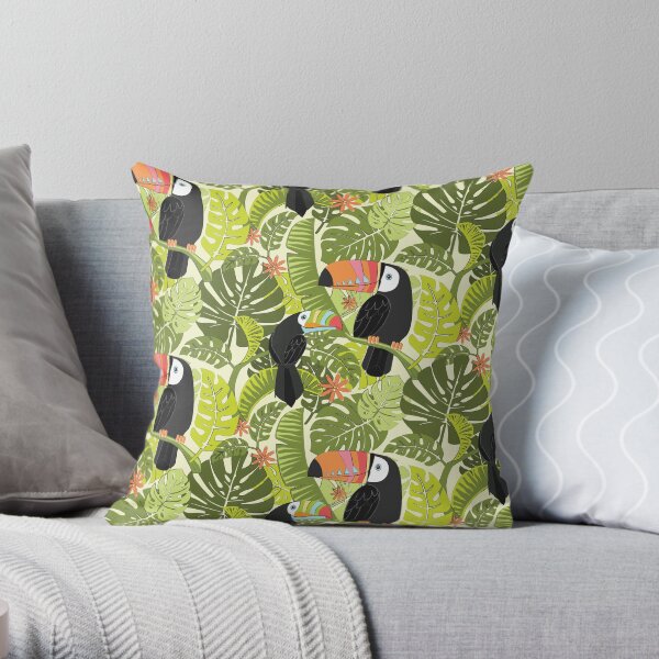 Toucan Jungle Throw Pillow