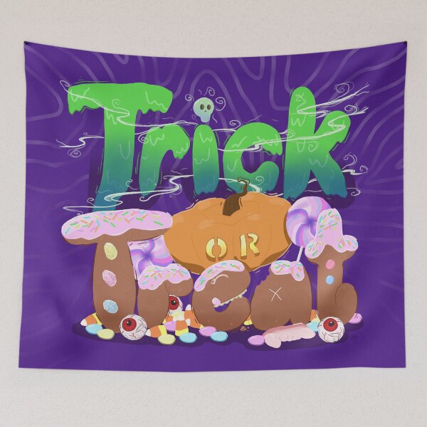 Item preview, Trick or Treat? Spooky halloween illustration designed and sold by Harriet Teagle.