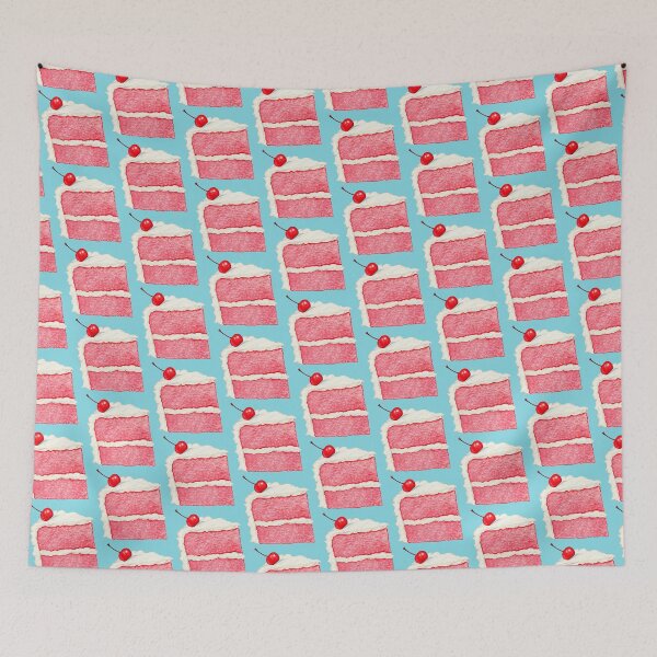 Item preview, Cherry Cake Slice Pattern - Blue designed and sold by Kelly  Gilleran.
