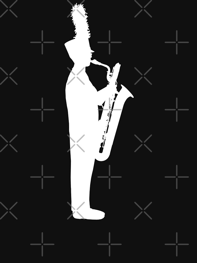"Marching Band Bari Sax White" Tshirt by Vistascribe Redbubble