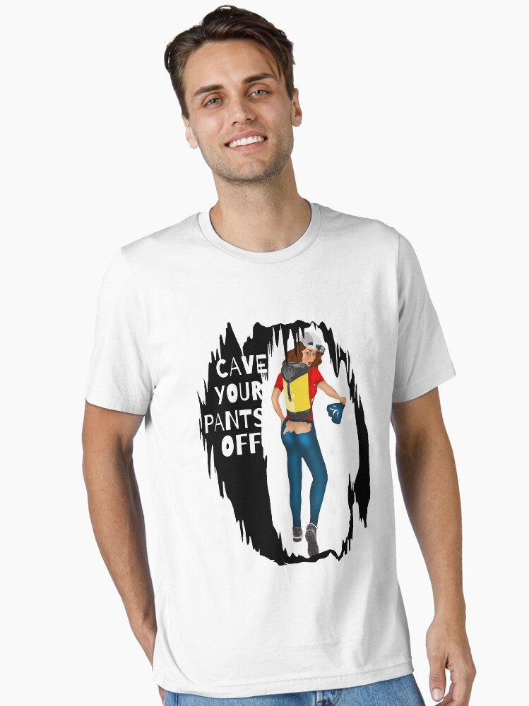 Thumbnail 1 of 7, Essential T-Shirt, "Cave Your Pants Off" Caving T-Shirt designed and sold by boundlesstees.