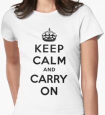 KEEP CALM AND CARRY ON (BLACK) Women's Fitted T-Shirt