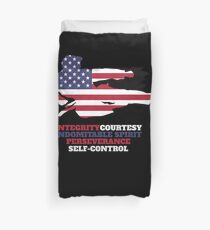 Taekwondo Kick Gift 5 Tenets Martial Arts USA Flag Duvet Cover