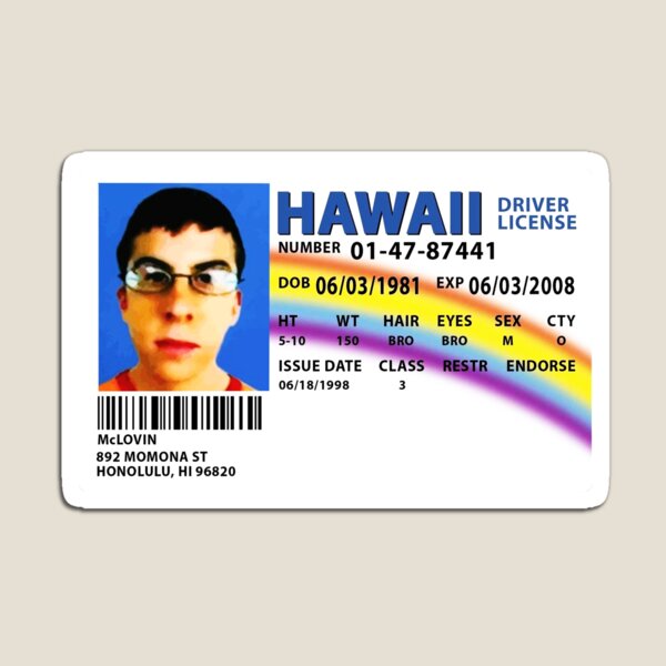 McLovin SUPERBAD Drivers License Replica Magnet