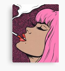 Pink Smoking Comic Girl Canvas Print