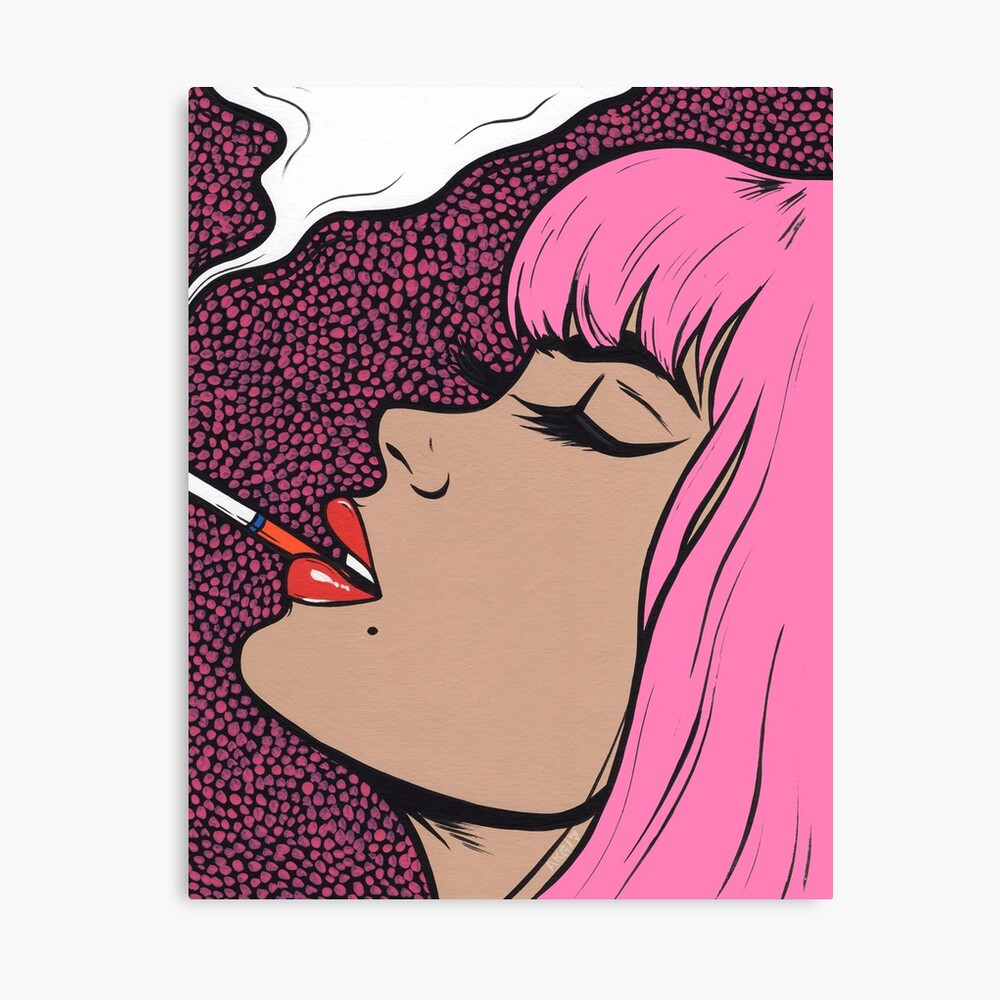 Pink Smoking Comic Girl Canvas Print