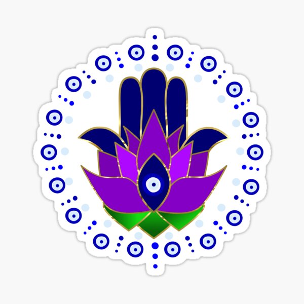 Item preview, Circle of Evil Eye Hamsa Lotus Hand designed and sold by umeimages.