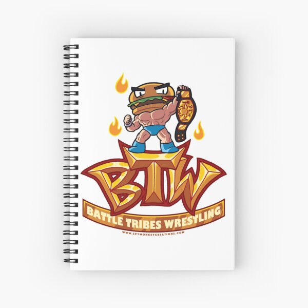 BTW - Battle Tribes Wrestling Logo featuring Jimmy Cheeseburger Spiral Notebook