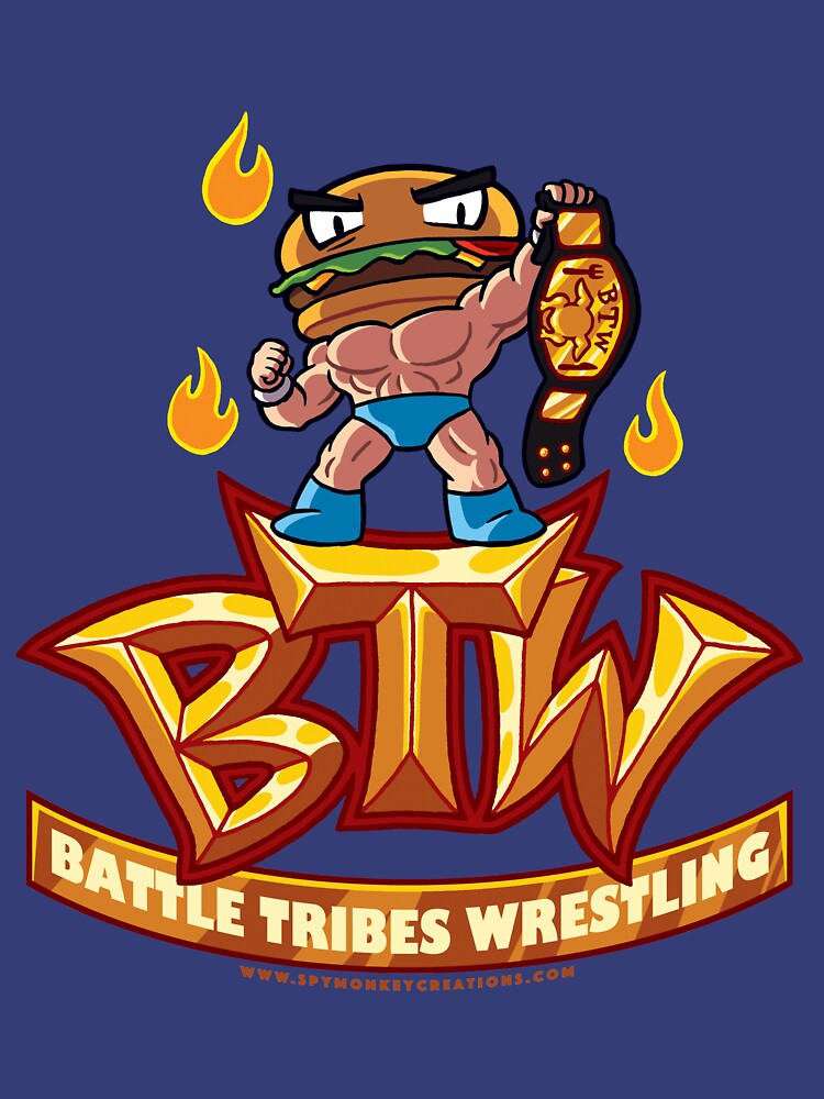 BTW - Battle Tribes Wrestling Logo featuring Jimmy Cheeseburger by spymonkey