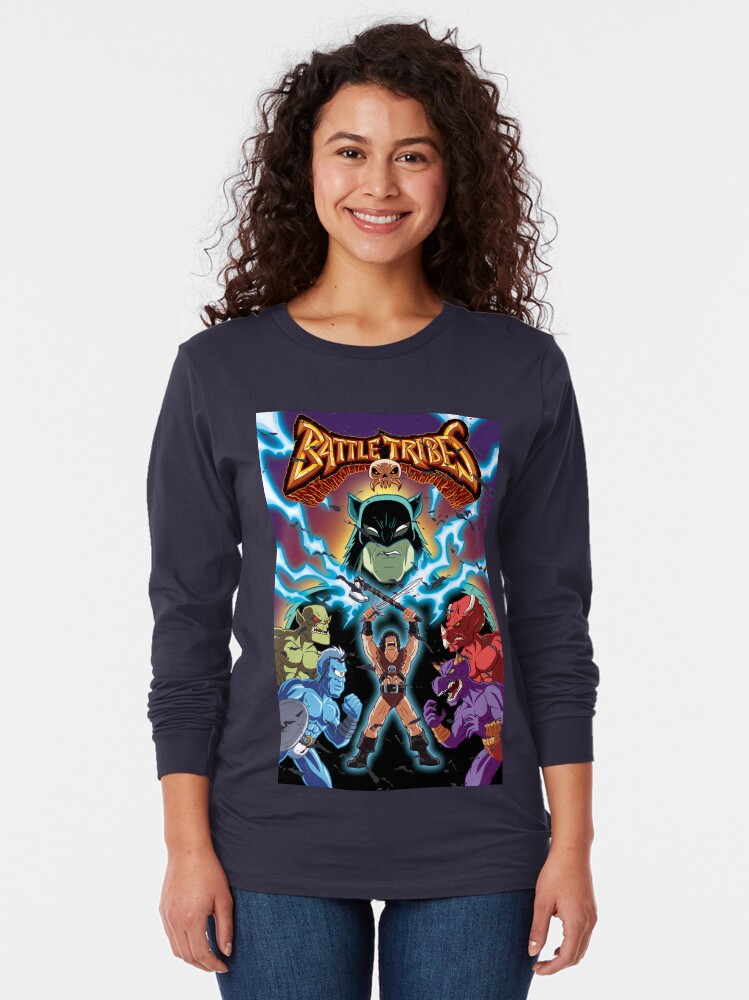 Thumbnail 2 of 5, Long Sleeve T-Shirt, Battle Tribes Illustration (Distressed) designed and sold by spymonkey.