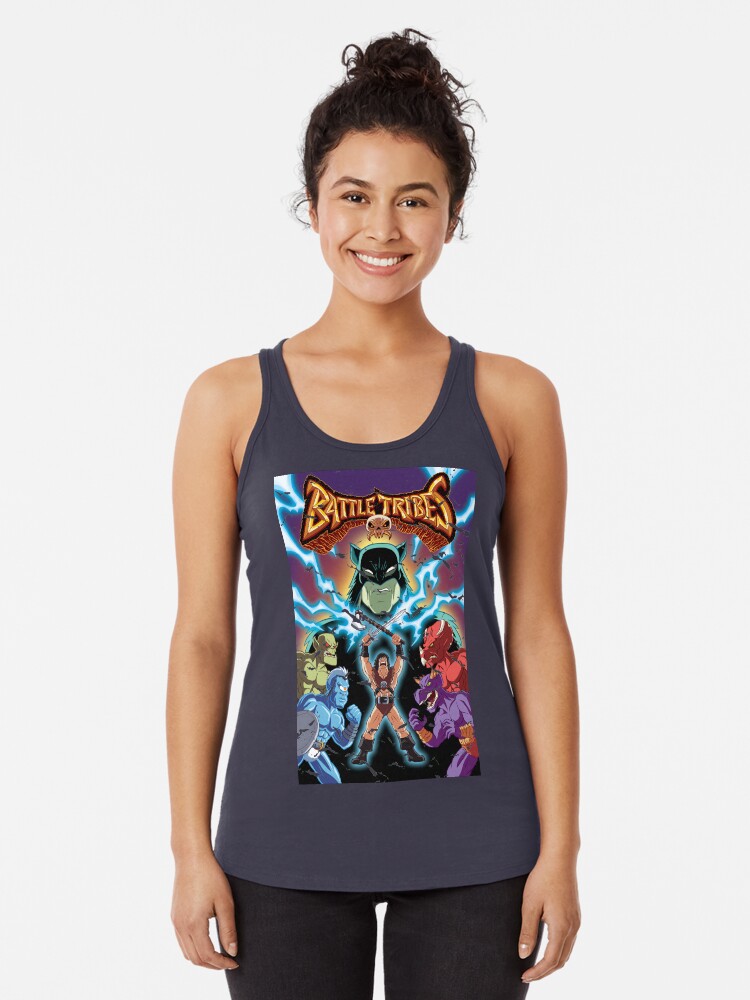 Thumbnail 1 of 3, Racerback Tank Top, Battle Tribes Illustration (Distressed) designed and sold by spymonkey.