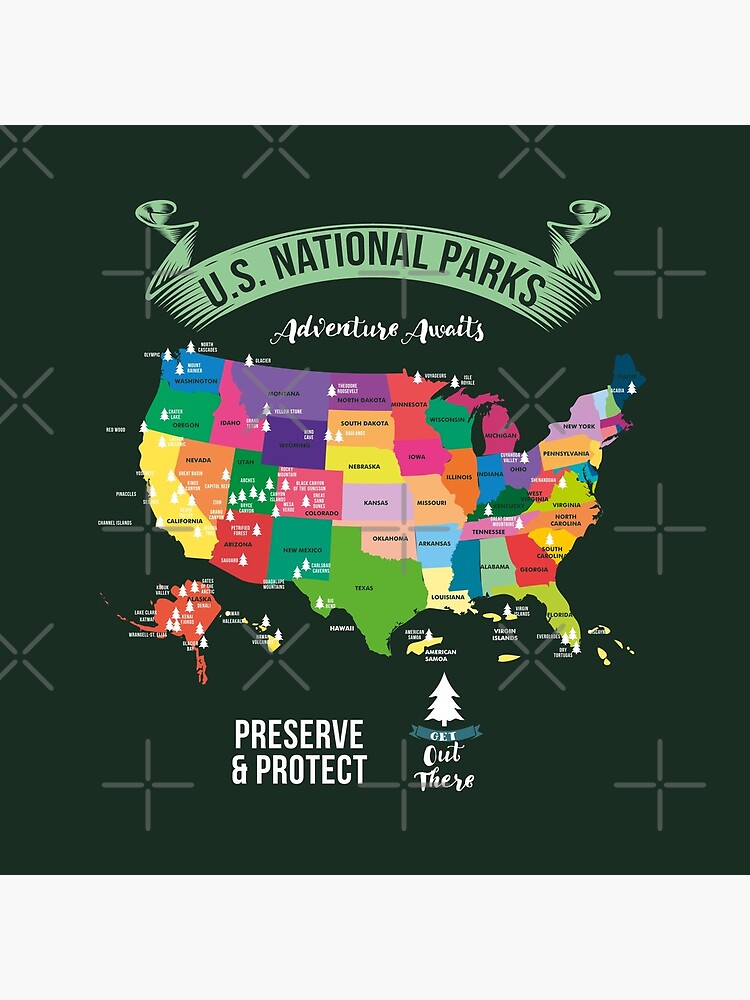 Hiking US National Parks Map Advenuture Await Preserve & Protect Get Out ThereGift by Sandra78
