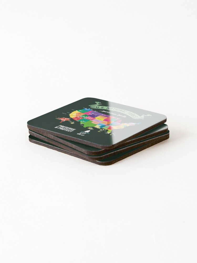 Alternate view of Hiking US National Parks Map Advenuture Await Preserve & Protect Get Out ThereGift Coasters (Set of 4)
