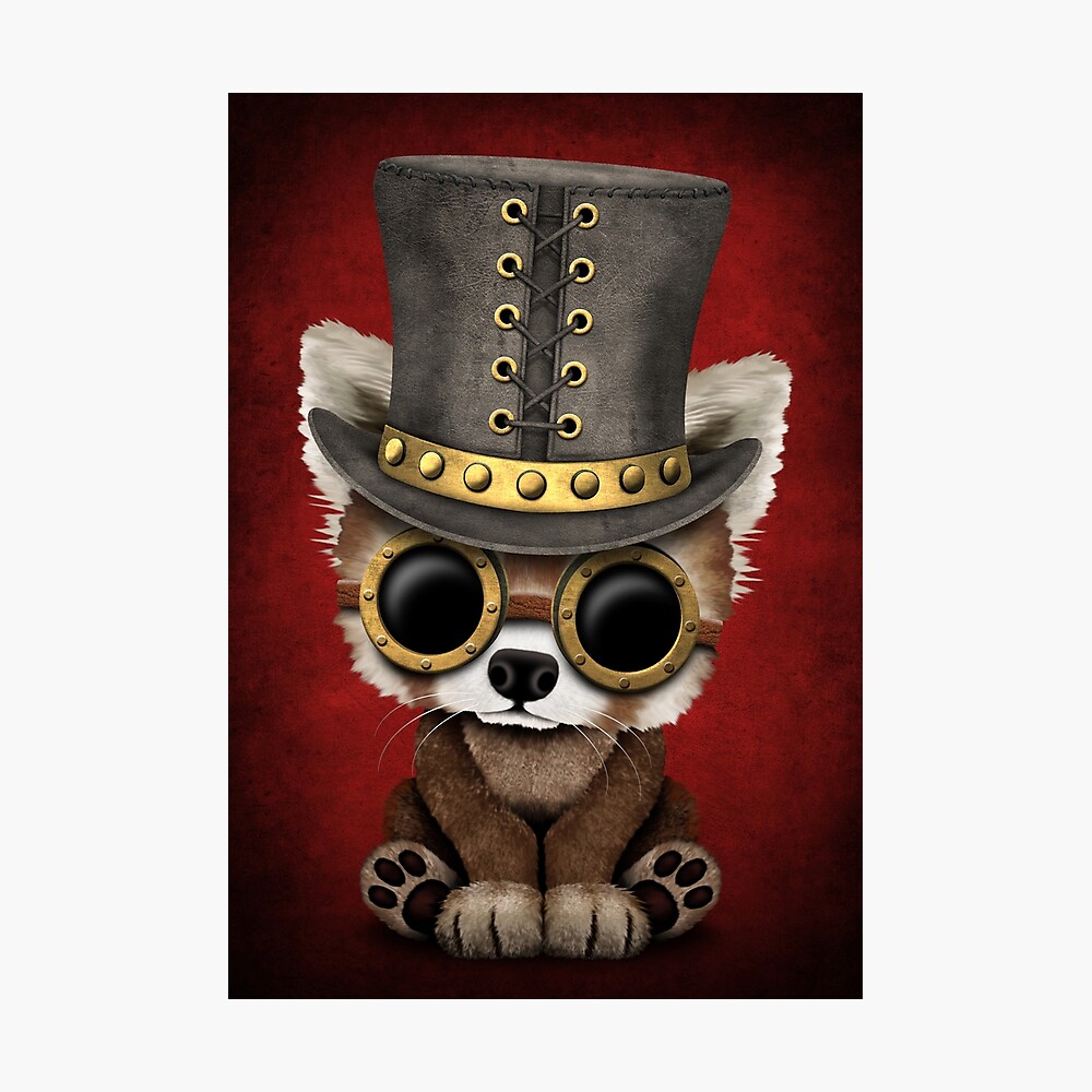 Steampunk Baby Red Panda Poster By Jeffbartels Redbubble