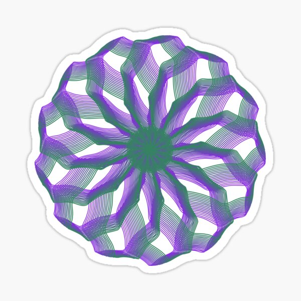 Spirograph with green and violet Sticker