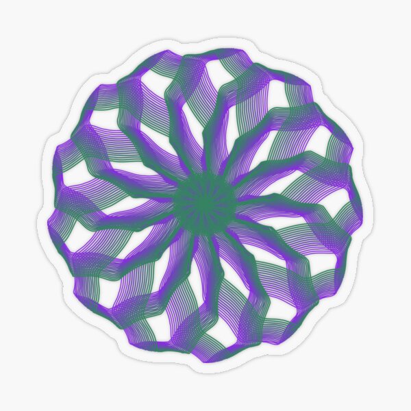 Spirograph with green and violet Transparent Sticker
