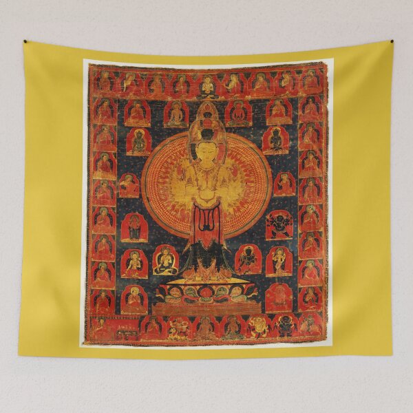 Item preview, Thousand-Armed Chenresi, a Cosmic Form of the Bodhisattva Avalokiteshvara (Restored Tibetan Artwork) designed and sold by PromoteProgress.