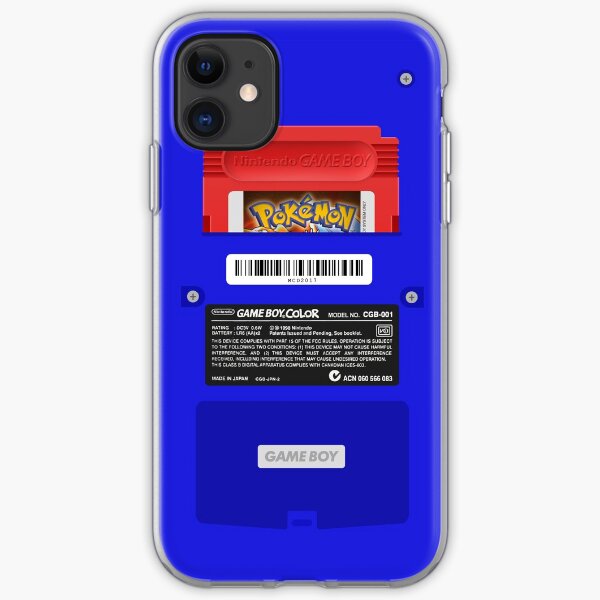 Blue GameBoy Color Back - Red Cartridge iPhone Soft Case