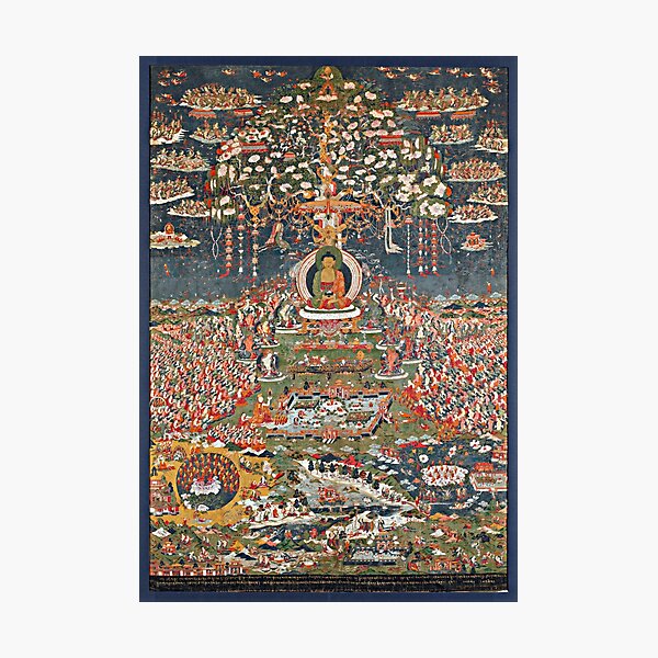 Amitabha, the Buddha of the Western Pure Land (Sukhavati) (Restored Tibetan Artwork) Photographic Print