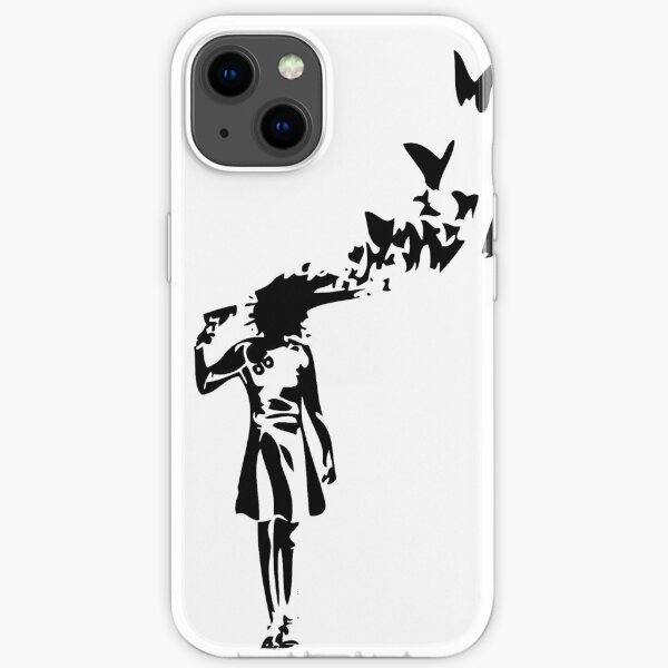 Banksy - Girl Shooting Her Head With Butterfly Design, Streetart Street Art, Grafitti, Artwork, Design For Men, Women, Kids iPhone Soft Case