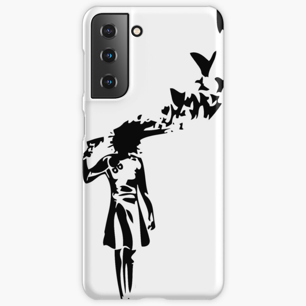 Banksy Girl Shooting Her Head With Butterfly Design Streetart Street Art Grafitti Artwork Design For Men Women Kids Case Skin For Samsung Galaxy By Clothorama Redbubble