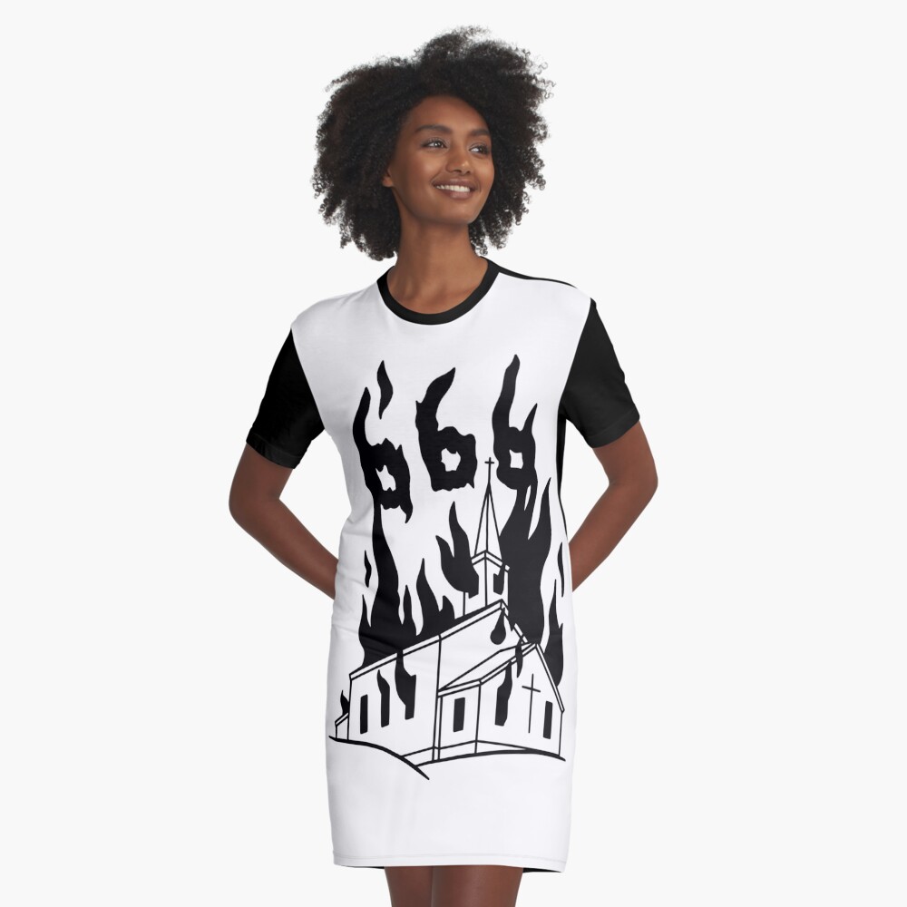 black graphic t shirt dress