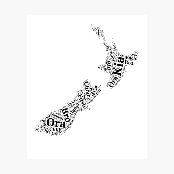 Item preview, New Zealand Gift Word Cloud Map In Shape Of New Zealand Design designed and sold by NomYen ..