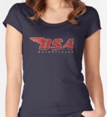 BSA Motorcycle Distressed Design Logo T Shirt Fitted Scoop T-Shirt