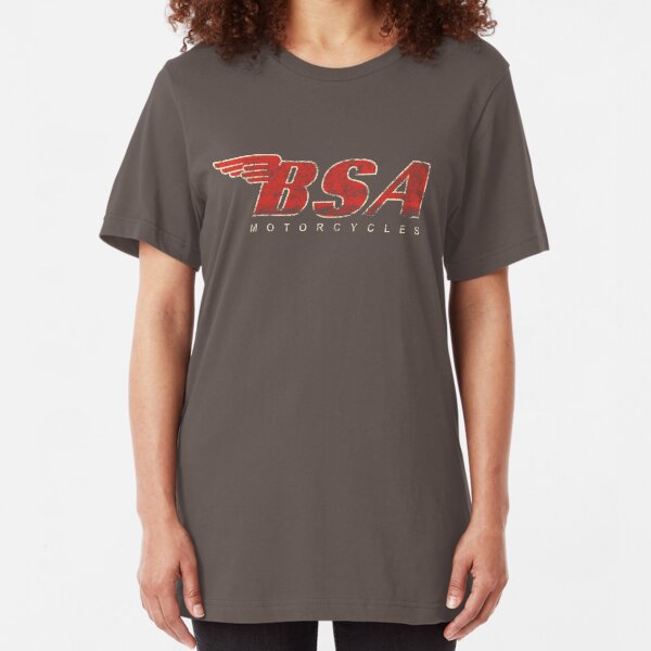 BSA Motorcycle Distressed Design Logo T Shirt Slim Fit T-Shirt