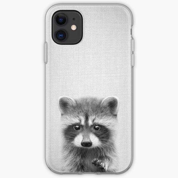 Raccoon - Black & White iPhone Soft Case