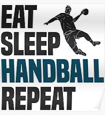 Handball Eat Sleep T-Shirt - Cool Funny Nerdy Comic Graphic Heartbeat Handballer Handball Player Men's Team Coach Team Humor Saying Sayings Shirt Tee Gift Gift Idea Poster