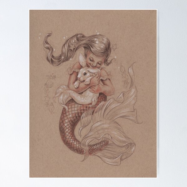 Artikel-Vorschau von Mermaid mit ihrem Haustier Merbunny, designt und verkauft von justteejay.