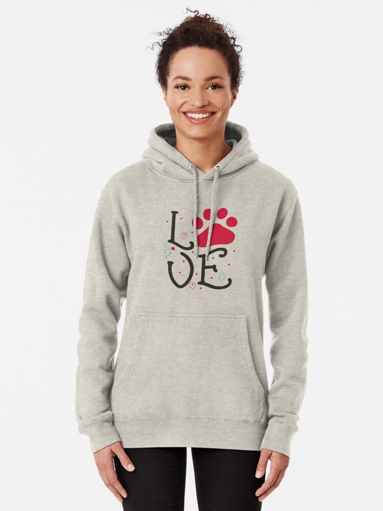 'Love With Dog Paw Print & Christmas Tree T-Shirt' T-Shirt by Dogvills