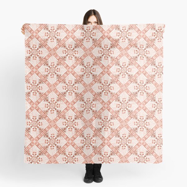 Red tile pattern with stripes Scarf