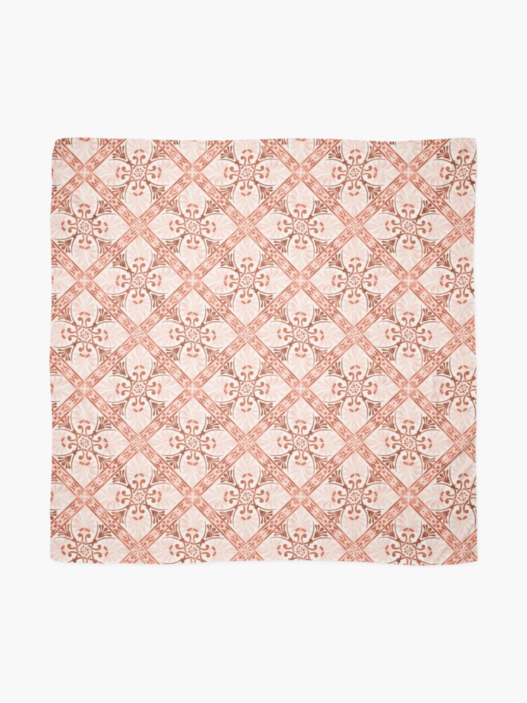 Alternate view of Red tile pattern with stripes Scarf