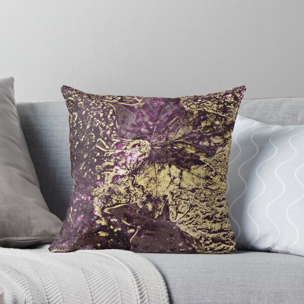 Item preview, Two purple leaves in melted gold designed and sold by ankka.