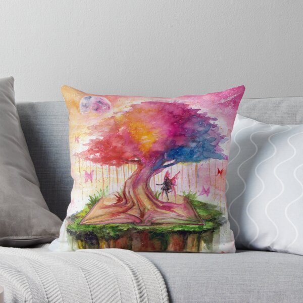 Books are A Uniquely Portable Magic Watercolor Throw Pillow