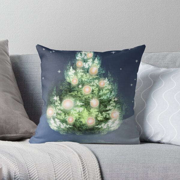 Fractal Christmas Tree Throw Pillow