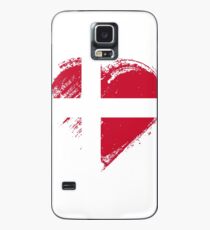 Grungy ich liebe Dänemark-Herz-Flagge Hülle & Klebefolie für Samsung Galaxy