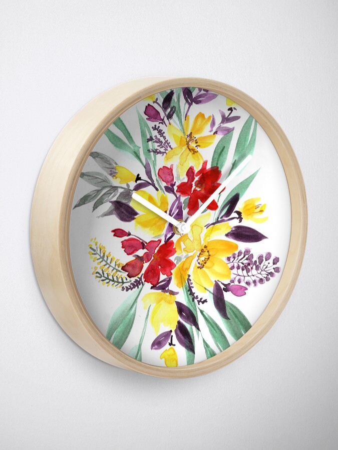 Alternate view of Floral bouquet in fall colors "Eloisse" Clock