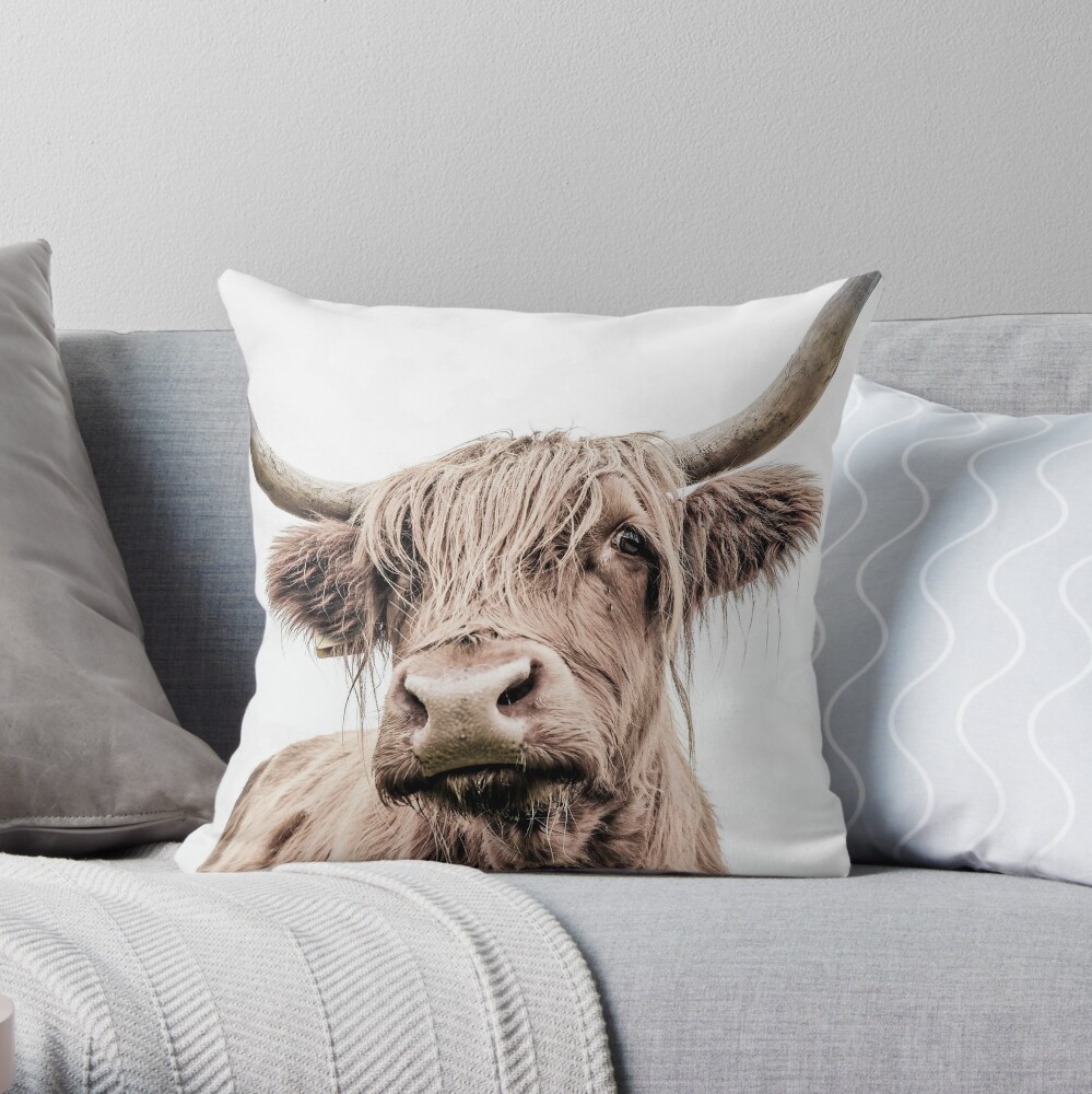 highland cow throw pillow