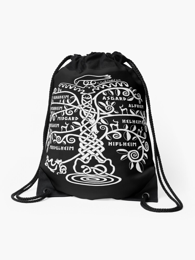 Thumbnail 1 of 3, Drawstring Bag, The World Tree - Yggdrasil designed and sold by S. Camille Crawford.