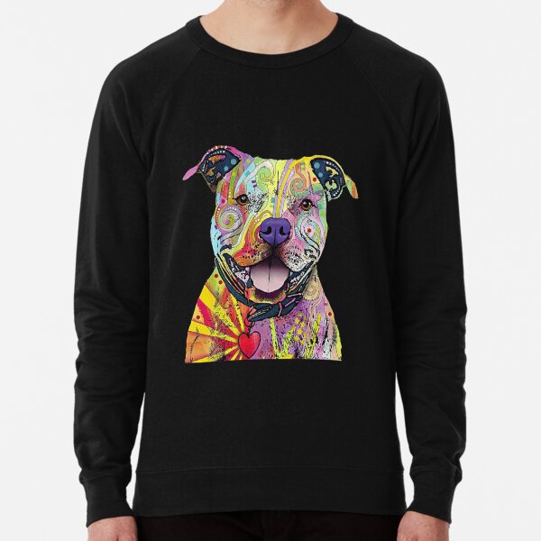 New Men's Neon Puppy Pitbull Raglan Hoodie Sweater Bright Colorful 90's Dog