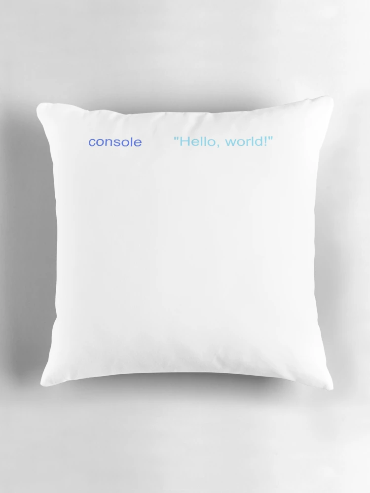 Thumbnail 3 of 4, Pillow, JavaScript Hello World T-Shirt Program Code designed and sold by Rainwater Merch.