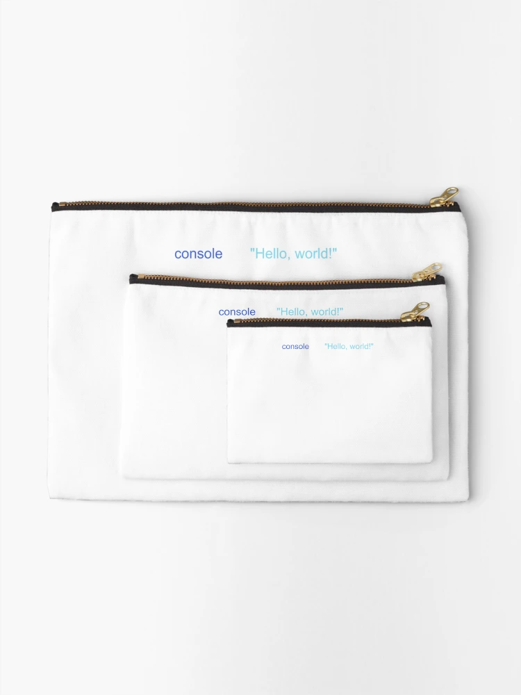 Thumbnail 2 of 4, Zipper Pouch, JavaScript Hello World T-Shirt Program Code designed and sold by Rainwater Merch.