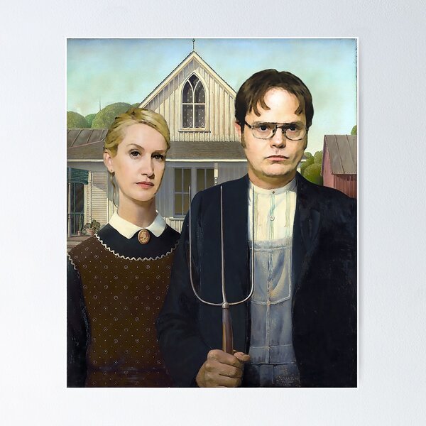 Dwight and Angela American Gothic Poster