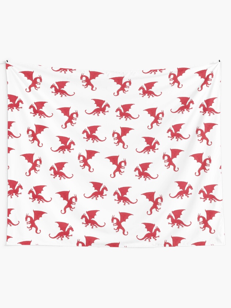 Alternate view of Red Dragons Pattern Tapestry