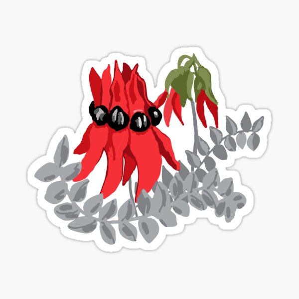 Australian Sturt Desert Pea Pattern Sticker