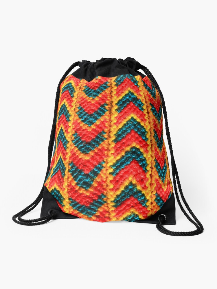 Red Green and Yellow Woven Bracelet | Drawstring Bag